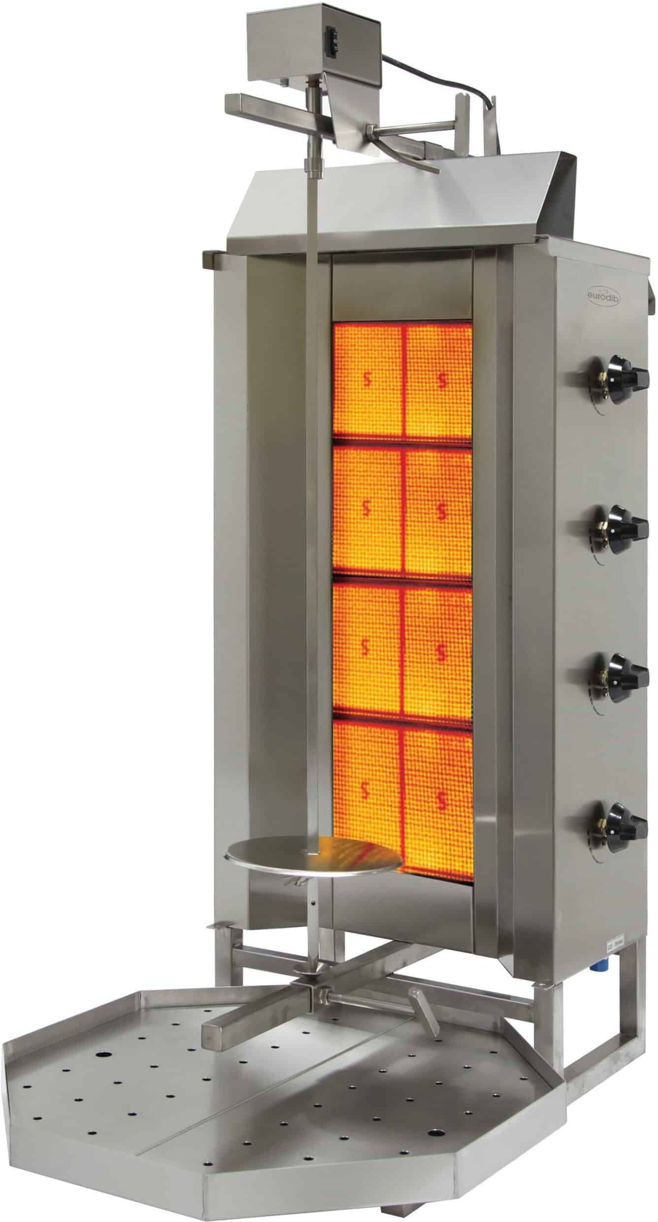 Eurodib VGB4 80 Kg. Natural Gas 4 Double Burners Vertical Broiler – 44,357 BTU