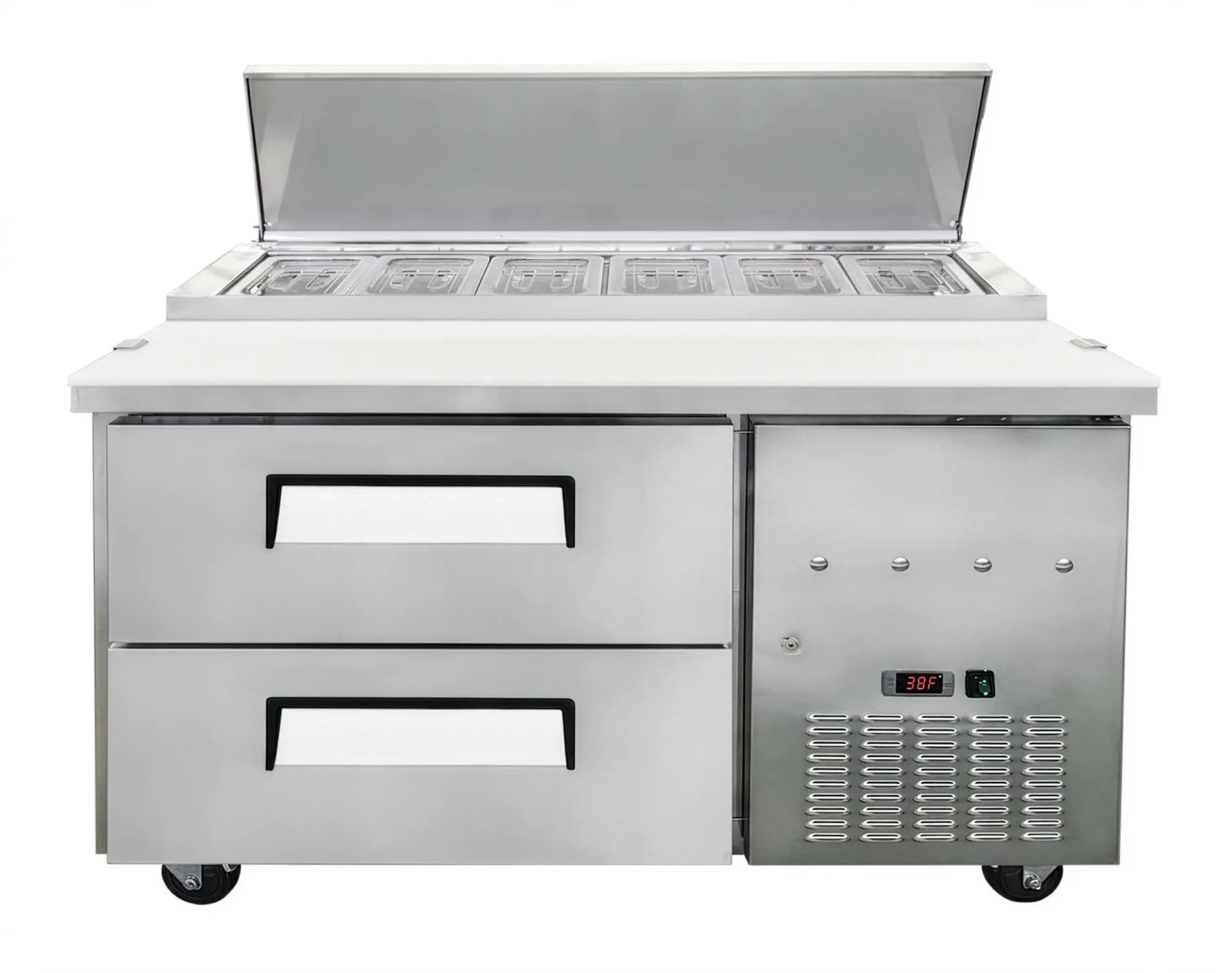 48” One (1) Door Refrigerated Pizza Prep Table with Drawers, 12 cu.ft. (340 L), Stainless Steel