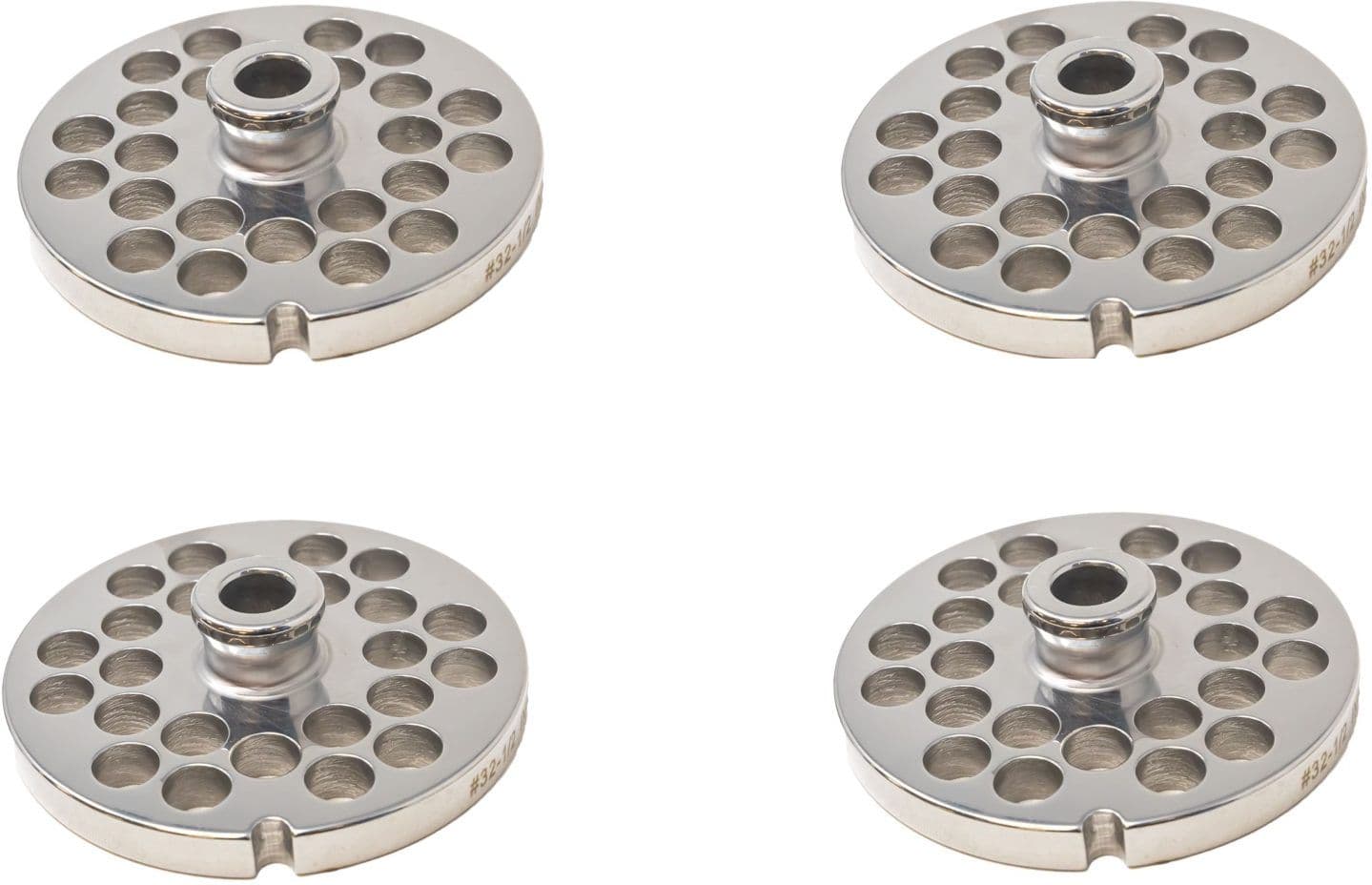 European Style #32 stainless steel plate, hubless, 12mm (1/2″) – three notches/ round