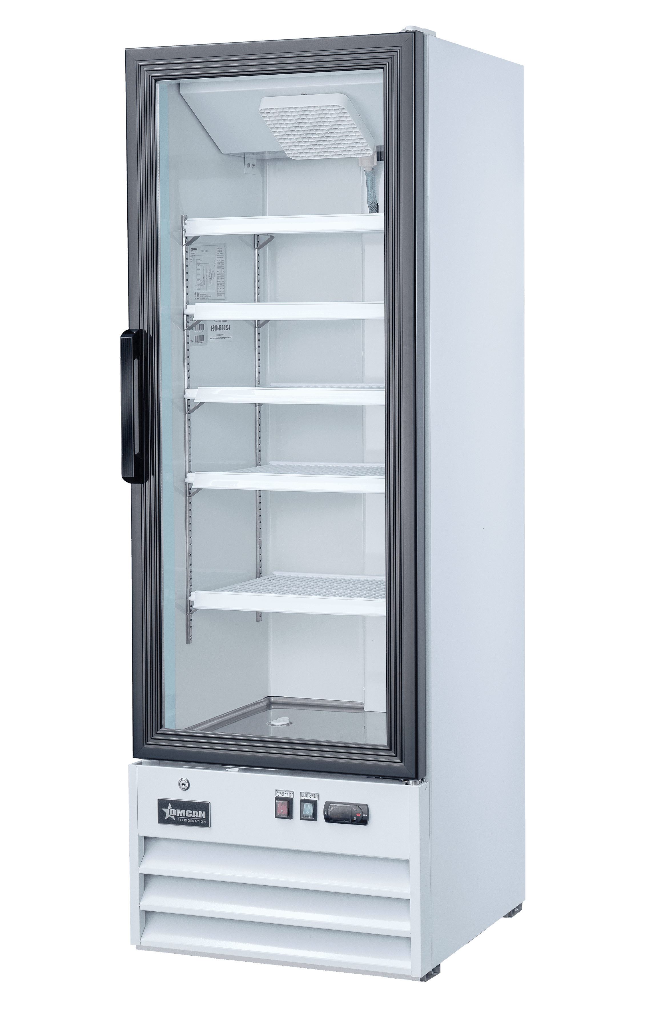 22″ One (1) Glass Door Display Refrigerator, 9.1 cu.ft. (257 L), White
