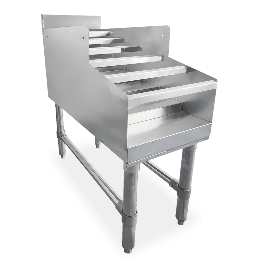 12″ Stainless Steel Liquor Display Rack with 3″ Backsplash