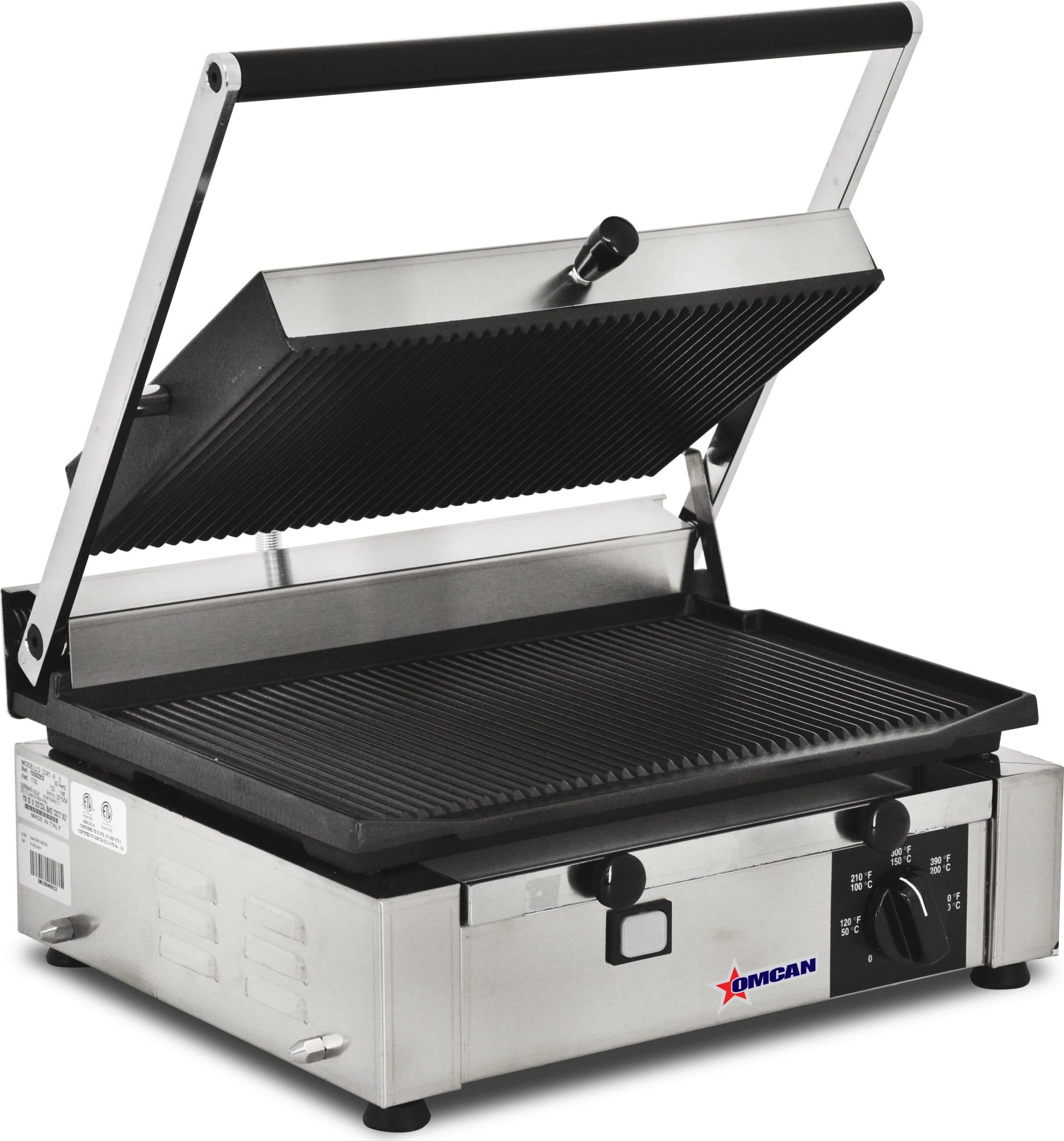 Trento Single Panini Grill with Top and Bottom Grooved Grill Surface