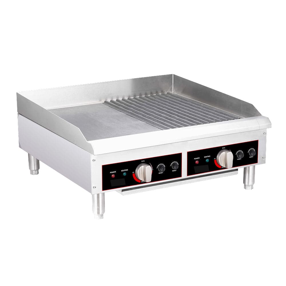24″ Electric Charbroiler with Grill and Griddle Plates – 2 x 3.6 kW, 240V/60Hz/1Ph