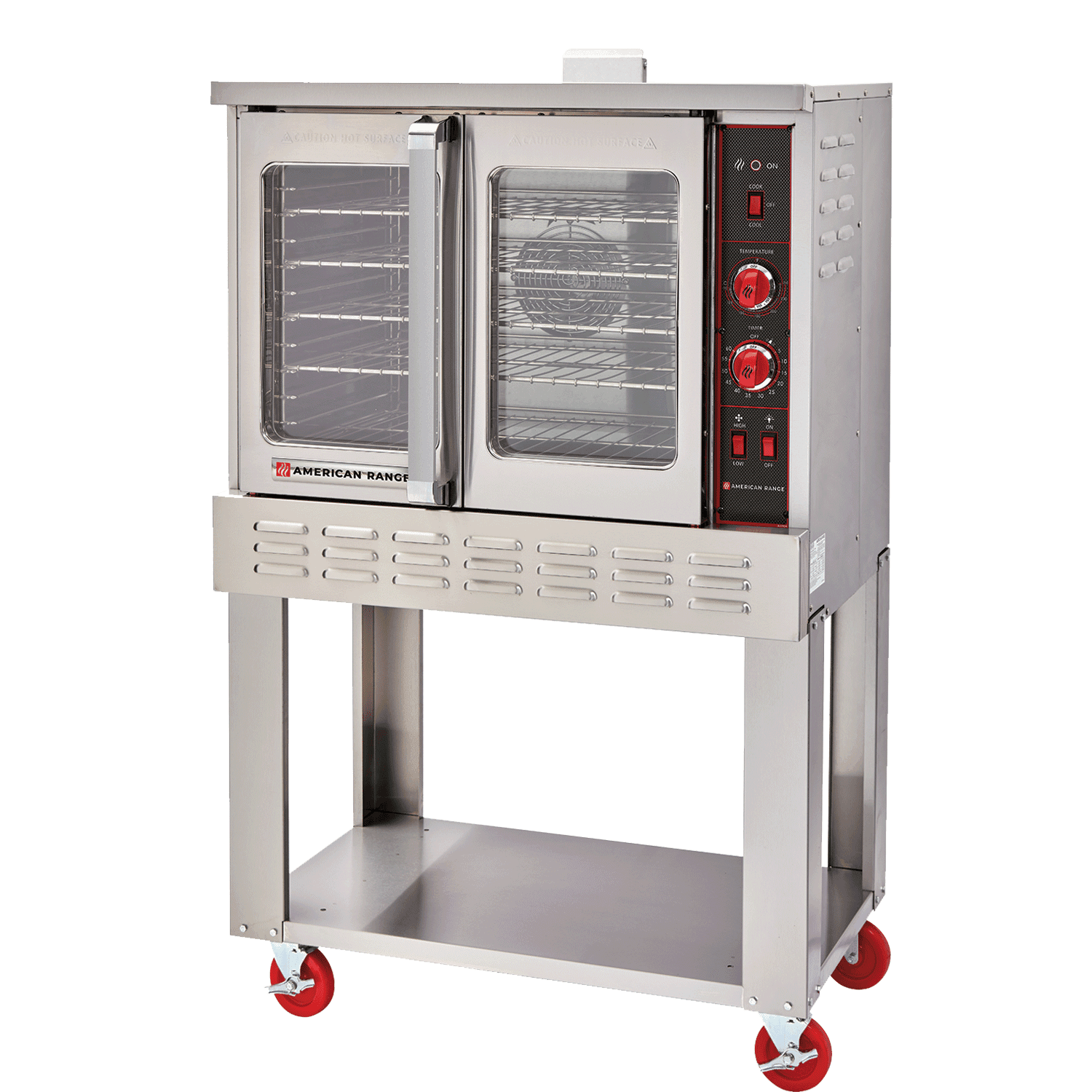 American Range – 40″ Stainless Steel Majestic Convection Ovens Gas Bakery Single Deck, 2 Burners with Manual Controls and Solid Doors- M-1