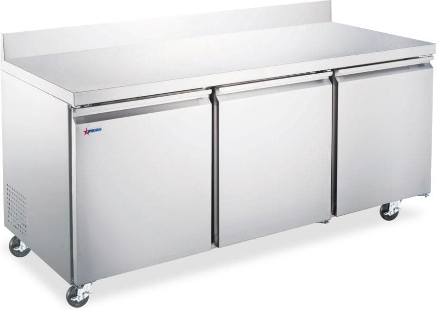 72″ Three (3) Door Worktop Refrigerator With Backsplash, 17 cu.ft (481 L), Stainless Steel