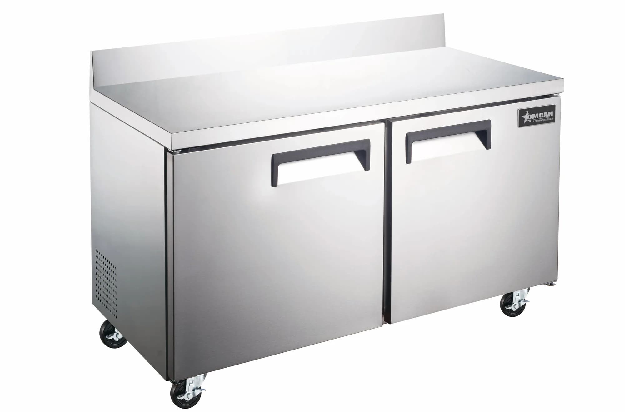 Omcan Two (2) Door Worktop Refrigerator with Backsplash, Stainless Steel