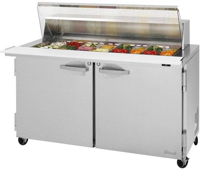 Turbo Air – PRO Series 60.25″ Silver Two-Doors Sandwich/Salad Prep Table-Clear Lid with Side Breathing – PST-60-24-N-CL (ETA 5-6 Weeks)