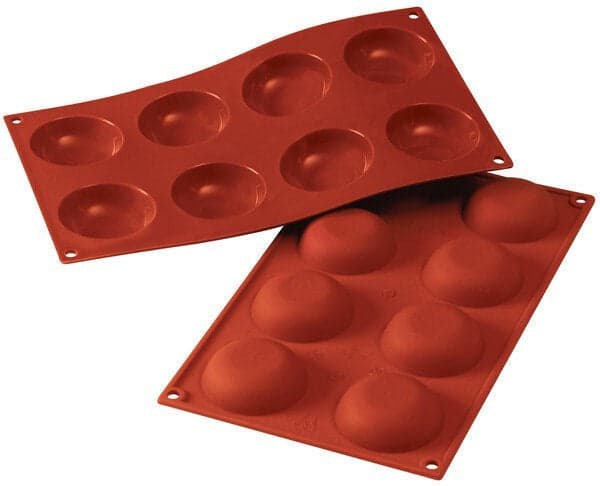 Silikomart – 3" x 2.9" Silicone Red 8 Compartment Krapfen Baking Mold – SQ053