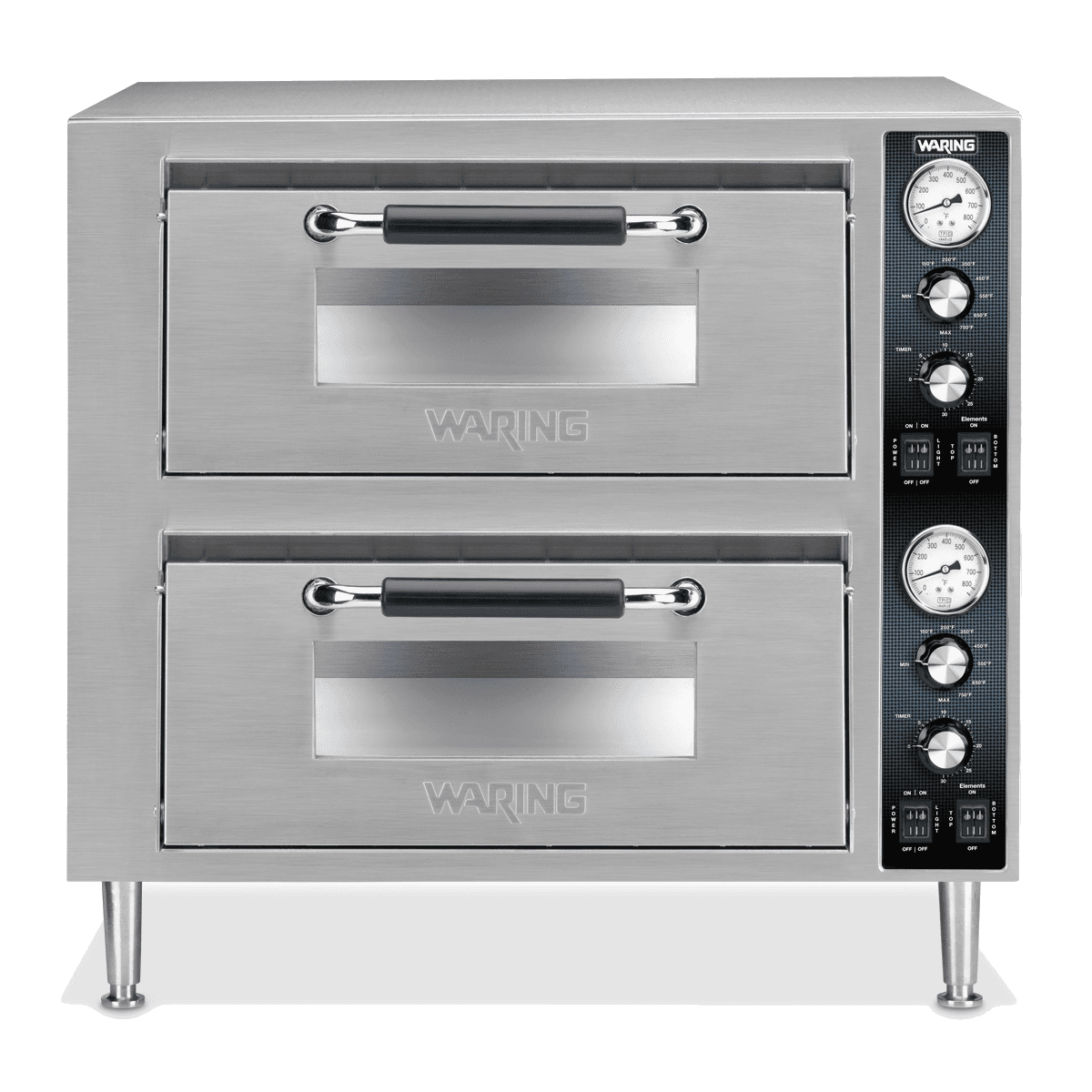 Waring Commercial WPO750 27″ Double Deck Countertop Electric Pizza Oven With Dial Display – 240V, 3200W