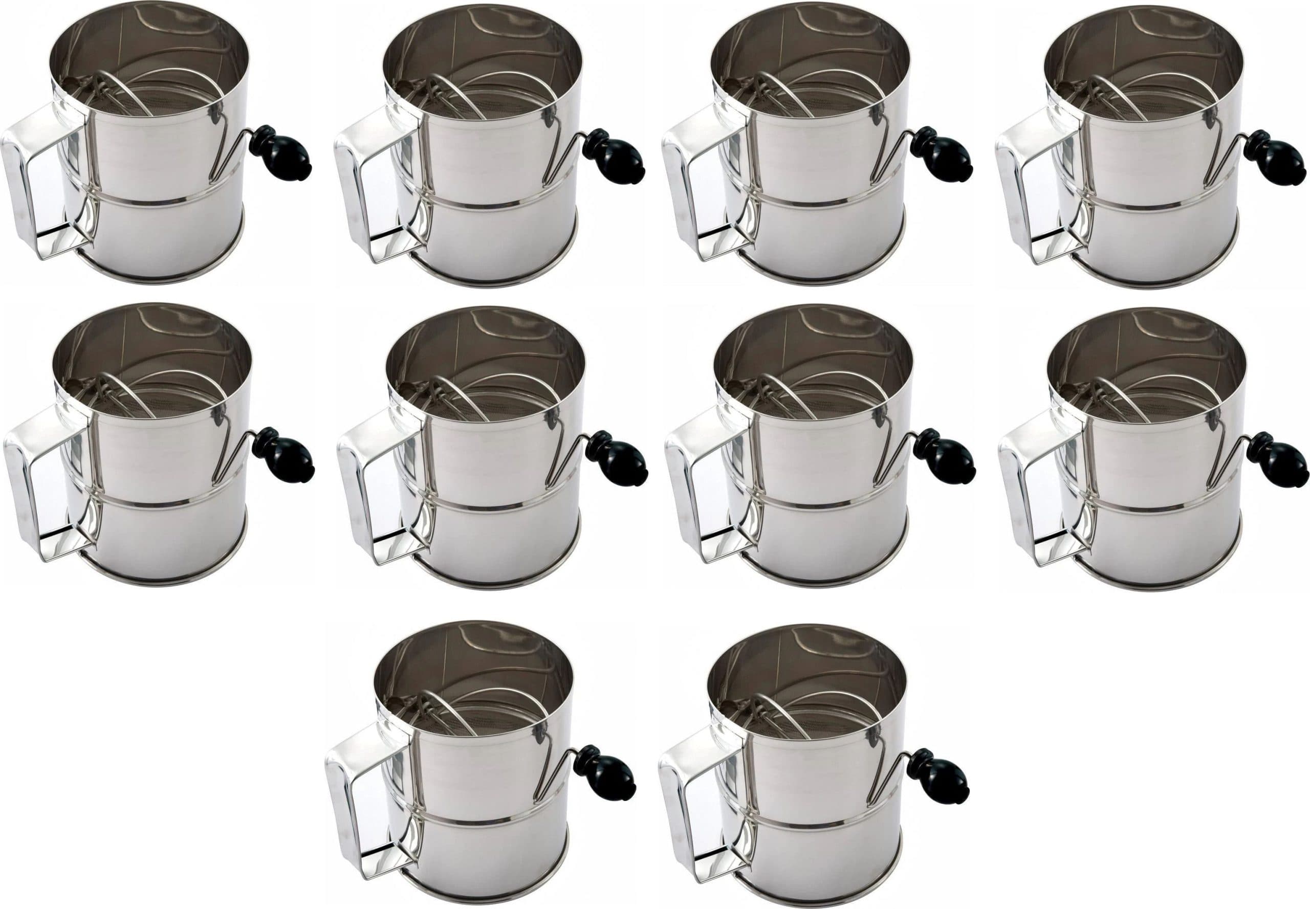 8 Cup Stainless Steel Flour Sifter with Rotary Hand Crank, 6″ x 6 3/4″
