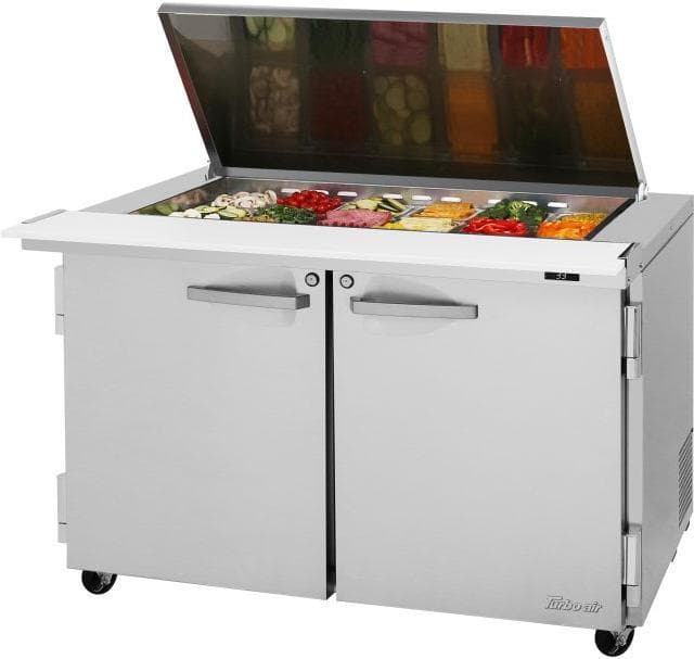 Turbo Air – PRO Series 48.25″ Silver Two-Section Mega Top Sandwich/Salad Prep Table with Flat Lid – PST-48-18-N-FL (ETA 5-6 Weeks)