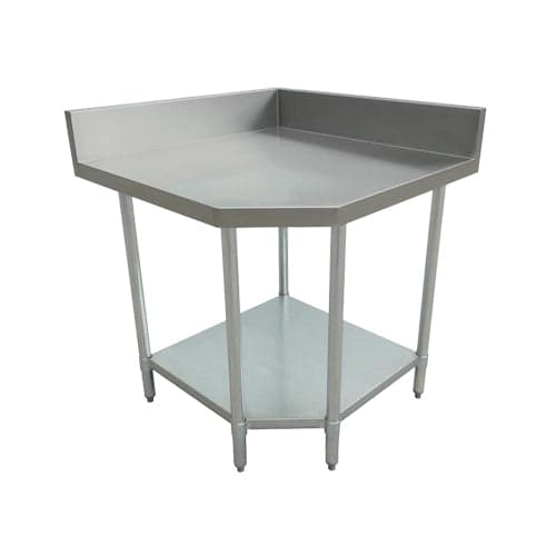 Thorinox TCWT-3030-BKSS 30″ x 30″ 18 Gauge Stainless Steel Corner Work Table With 5″ Back Splash
