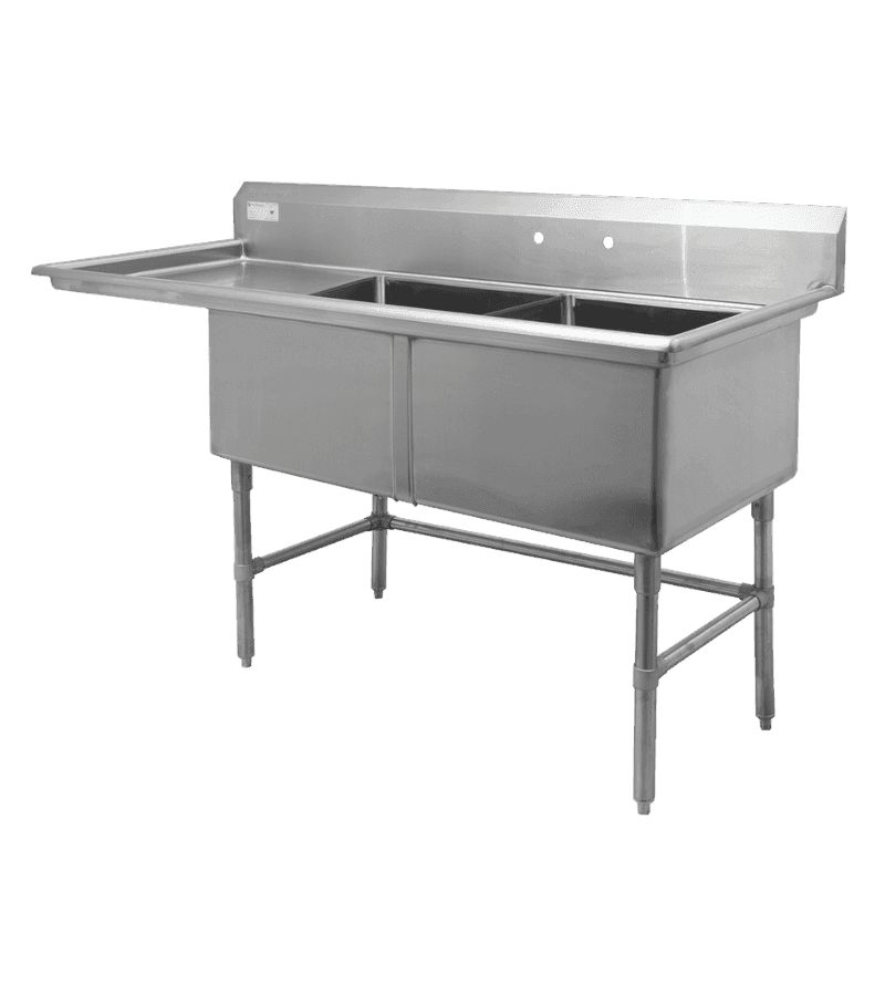 Thorinox TDS-2424-R24 24" x 24" x 14" Double 24" Sink with Drainboard