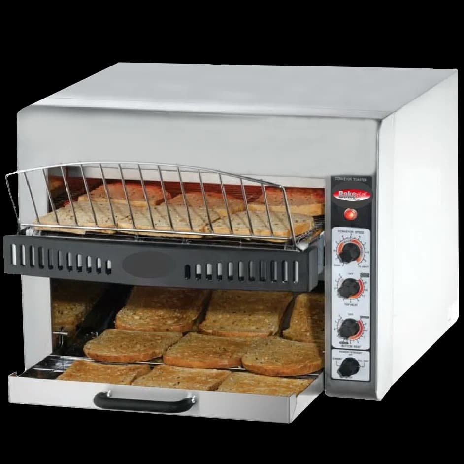 BakeMax BMCT450 Commercial Countertop Electric 3-Slice Wide Conveyor Toaster