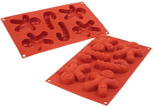 Silikomart – 3.7" x 3" x 0.8" Silicone #4 Compartment Gingerbread Baking Mold – SF106