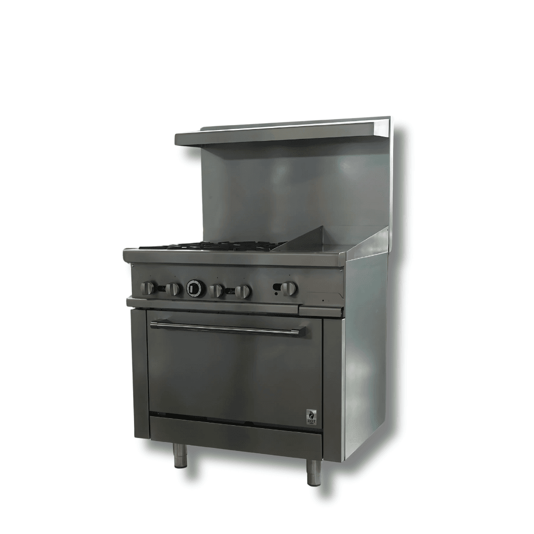 HOTZONE HZ-R36-12MG Gas Range 36" with 12" Griddle Top With 4 Open Burners