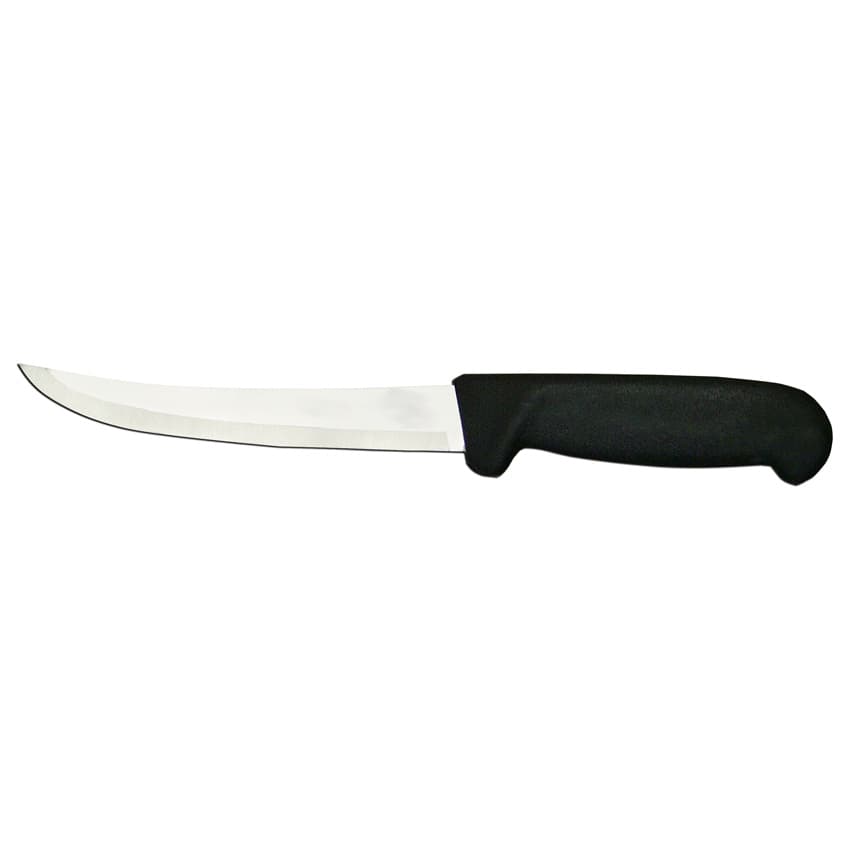 6" Curved Blade Boning Knife with Black Polypropylene Handle
