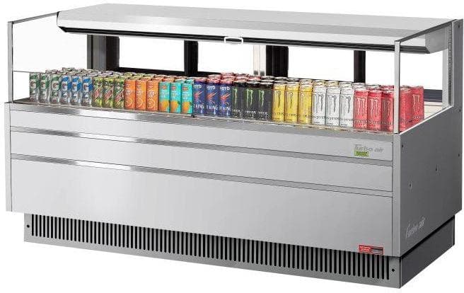 Turbo Air - 70.75" Silver Low Profile Horizontal Open Display Merchandiser Case with Deck Only - TOM-72L-UFD-S-1S-N (ETA 5-6 Weeks)