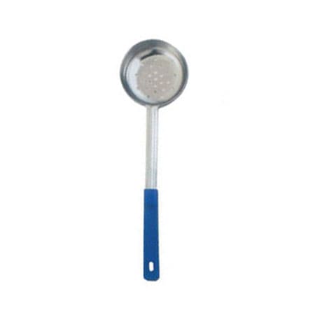 8 oz. One-Piece Stainless Steel Perforated Portion Control Spoon with Blue Handle