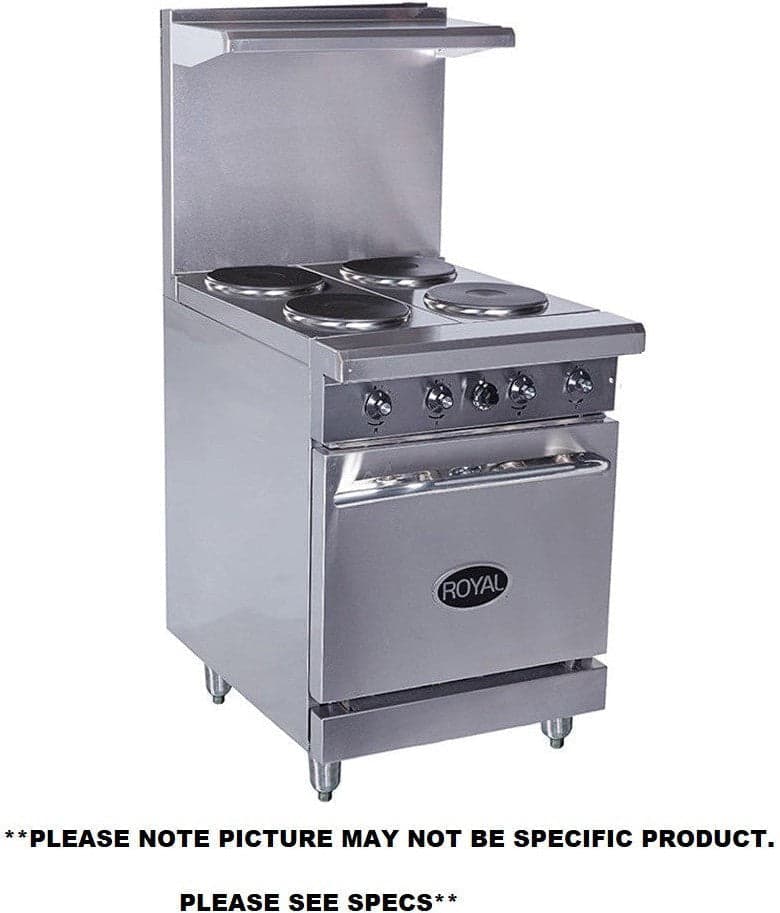 Royal RRE-4 24″ Electric 4-Burner Commercial Range Oven – 208/240V