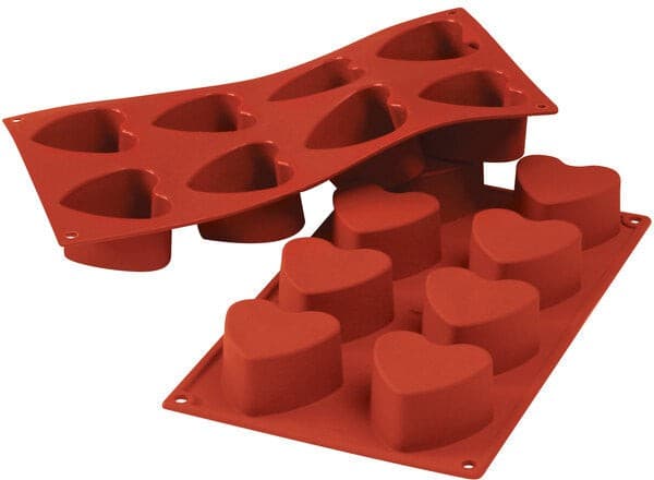 Silikomart – Silicone 8 Compartment Hearts Baking Mold – SF040