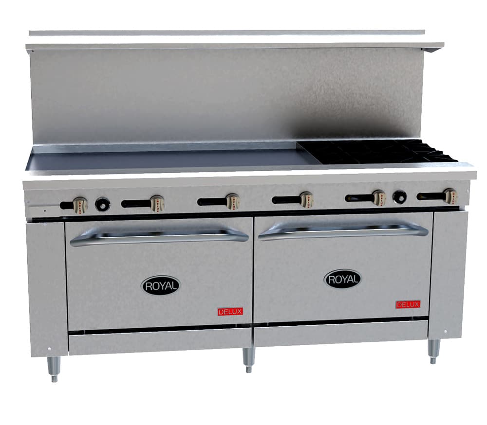 Royal – Delux 72″ Stainless Steel Gas Range with 12 Open Burners – RDR-12