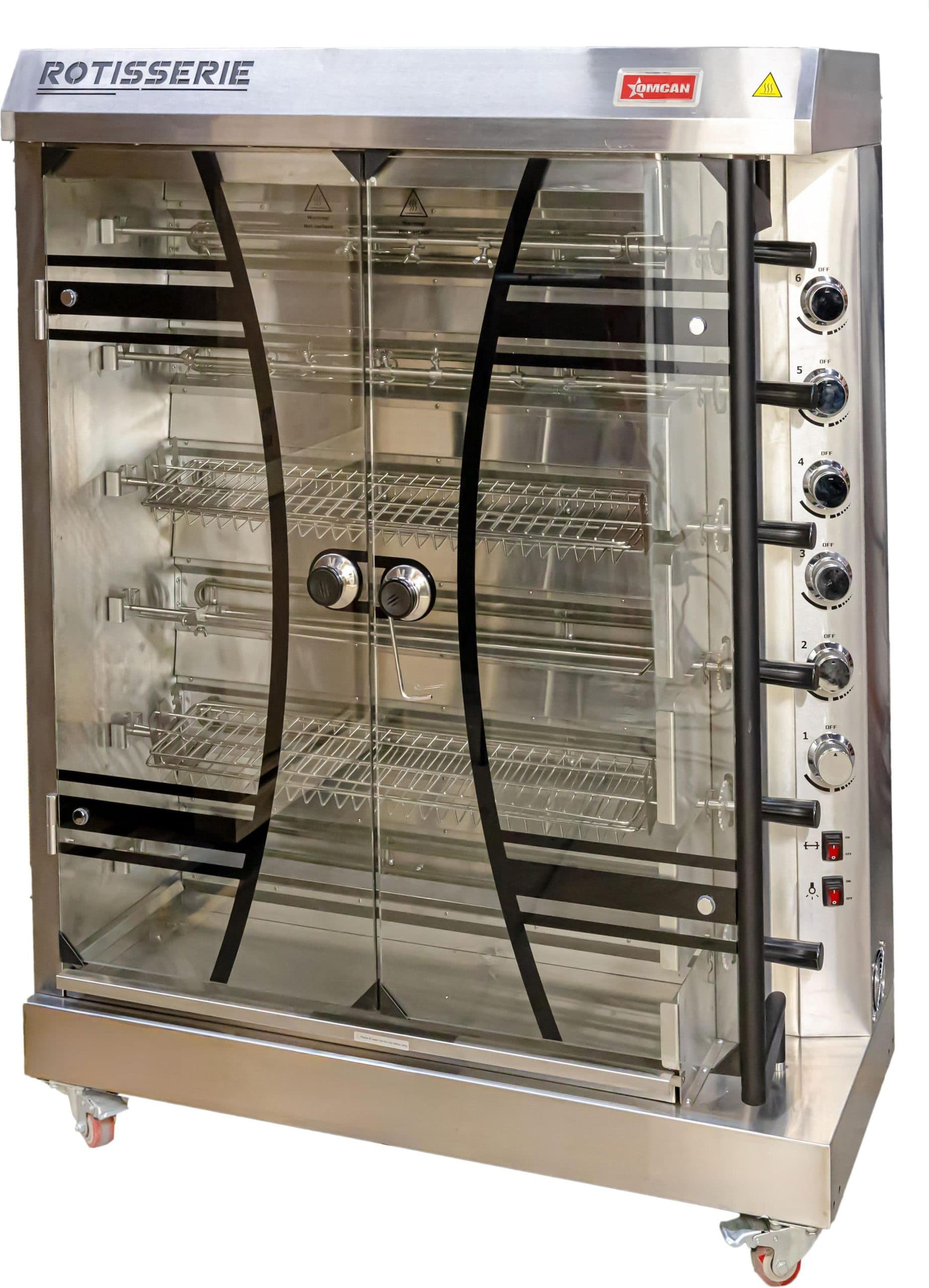 46" Electric Rotisserie Grill, 6 Spits, up to 36 Chicken Capacity - 220 V, 3 Ph+N, 12kW