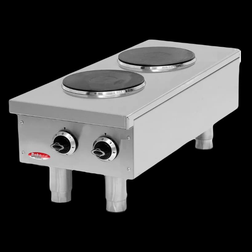 BakeMax BMPLS7KE010 Heavy Duty Commercial Countertop 2 Burner Electric Hot Plate