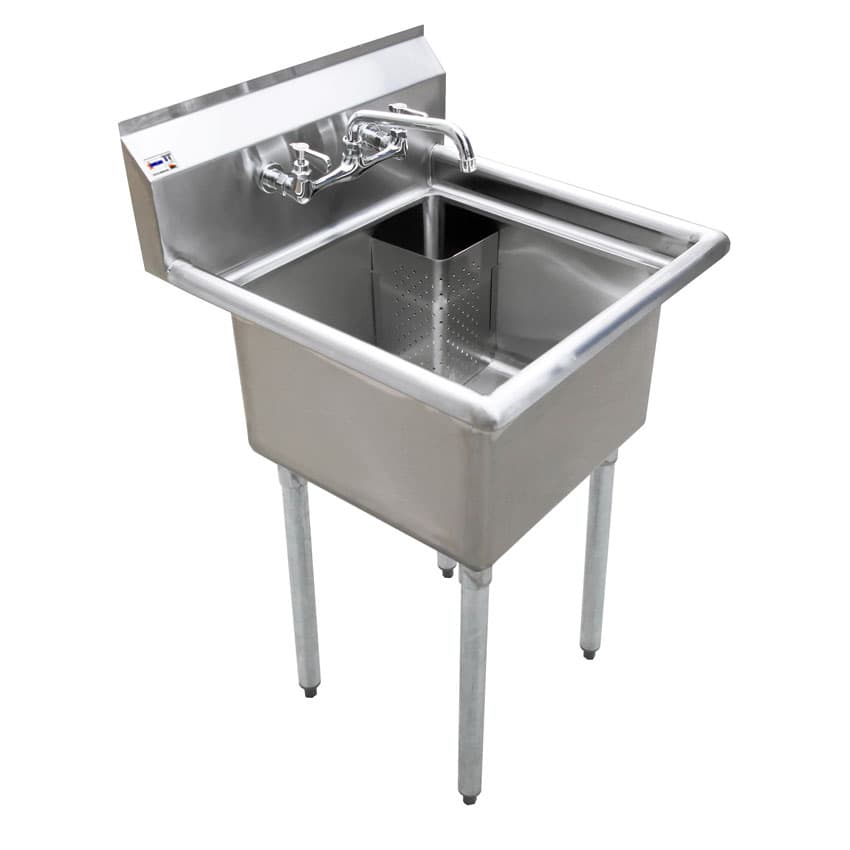 Omcan 18-gauge stainless steel One Tub Sink with Corner Drain Without Drainboard