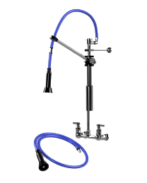 HIMI Products – Instinct Pre-Rinse Faucet Mini Unit with 36″ Hose, Wall Mount Bracket, Vacuum Breaker, 6′ Extension Hose & 8″ Wall Mount Base Faucet – IF7002-8W