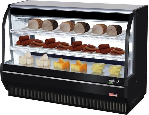 Turbo Air - 72" Black Full Service Deli Case with Curved Glass and 2 Shelves - TCDD-72H-B-N (ETA 5-6 Weeks)