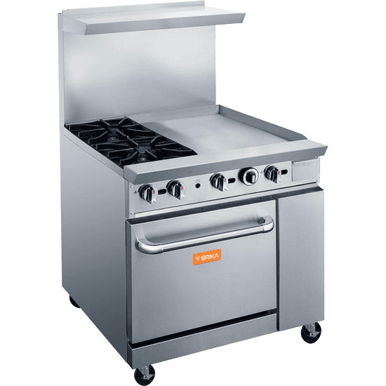 Brika BGR-2B-G24 Gas Range with 2 Burners & 24″ Griddle