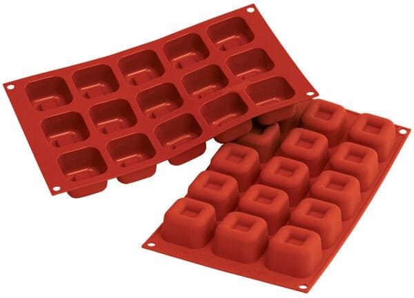 Silikomart – 1.7" x 1.1" Silicone 15 Compartment Medium Square Savarin Baking Mold – SF081