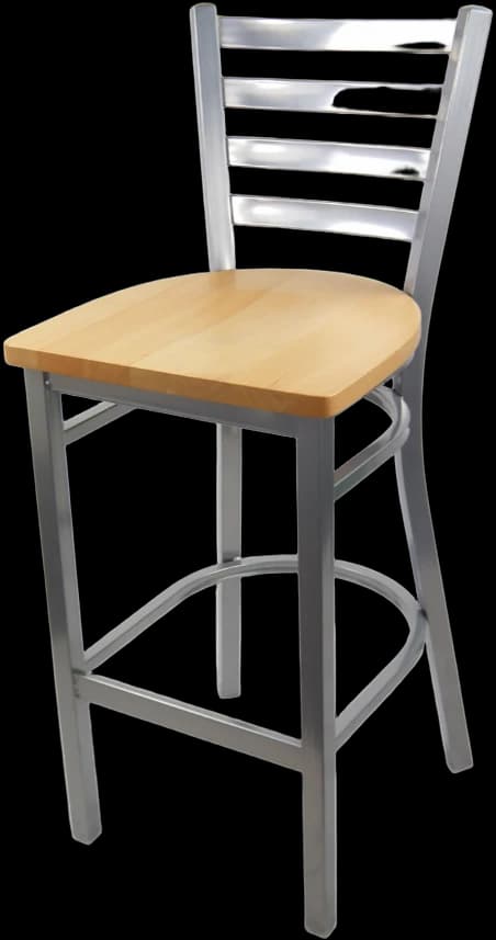 ATS 77SC-BS Ladder-Back Silver-Chrome Barstool