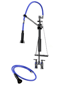 HIMI Products – Instinct Pre-Rinse Faucet Mini Unit with 36″ Hose, V Mount Bracket, Vacuum Breaker, 6′ Extension Hose & 4″ Deck Mount Base Faucet – IF7005-4D