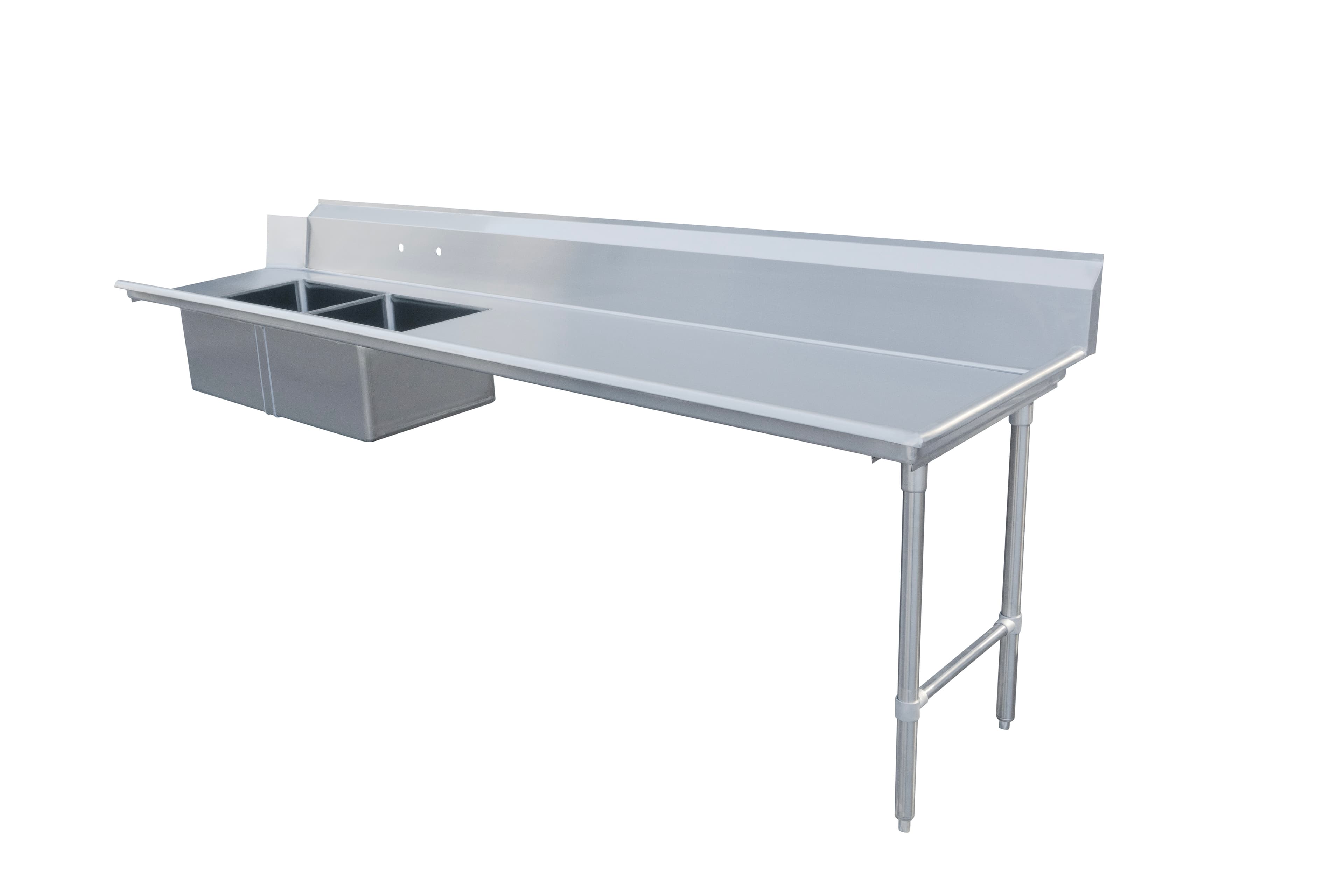 120" Right Side Soiled Dish Table with Two Sinks