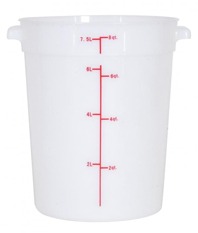 8 qt Polypropylene White Round Food Storage Container