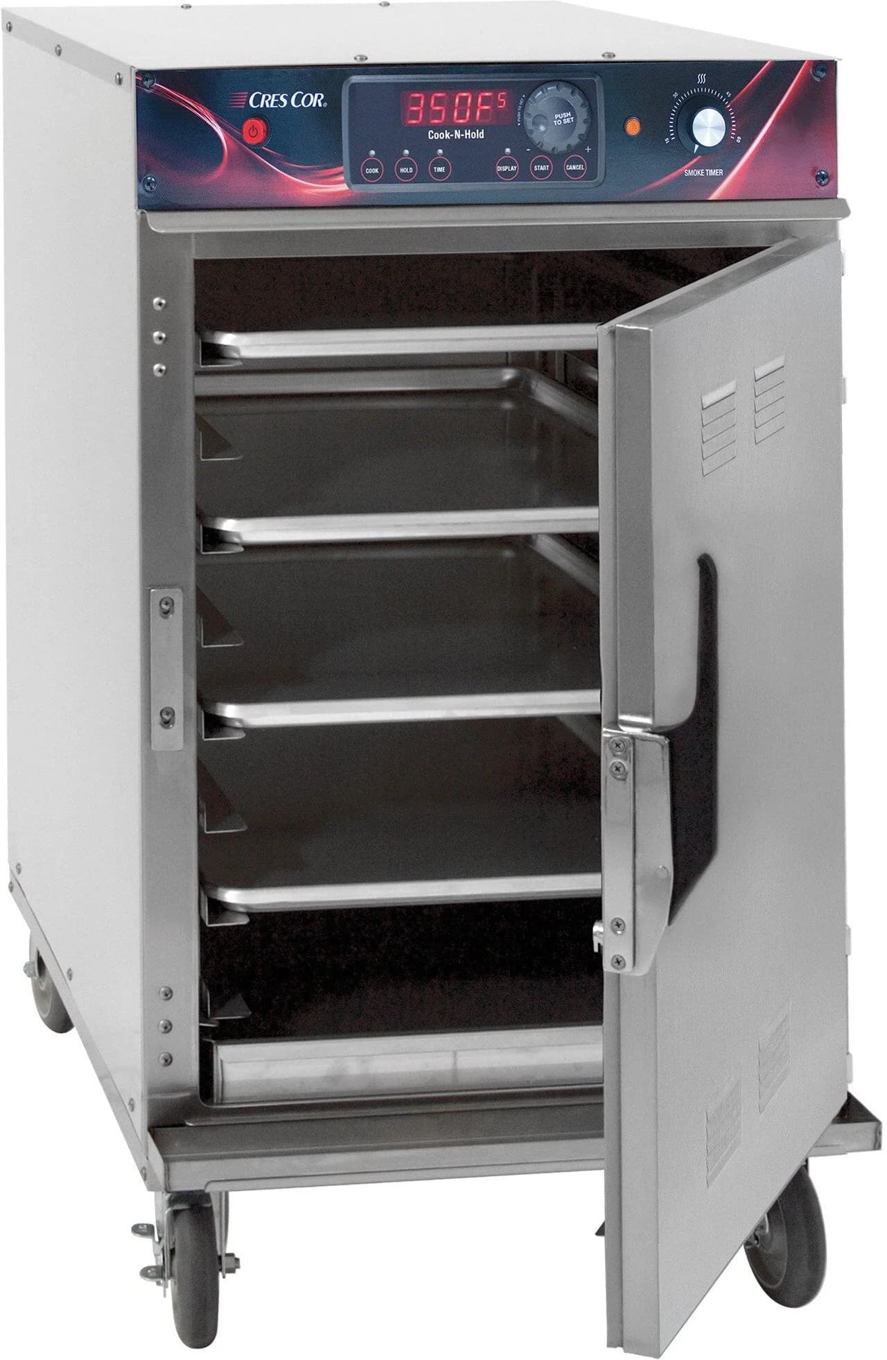 Cres Cor – Half Height Stainless Steel Cook and Hold Smoker Oven with Deluxe Controls – 208/240V, 1 Phase, 3000/2650W – 1000CHSKSPLITDX