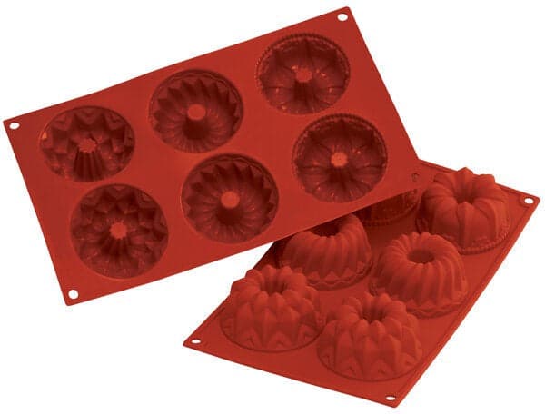 Silikomart – 2.9" x 1.5" Silicone 6 Compartment Fluted Baking Mold – SF061