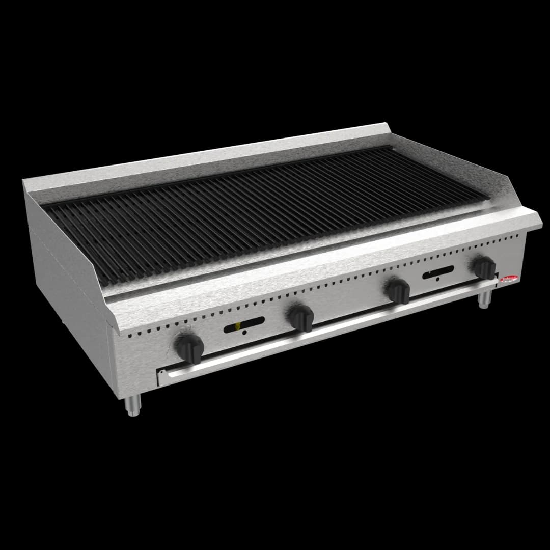 BakeMax America BACGG48 Commercial Countertop 48 Inch Radiant Gas Charbroiler