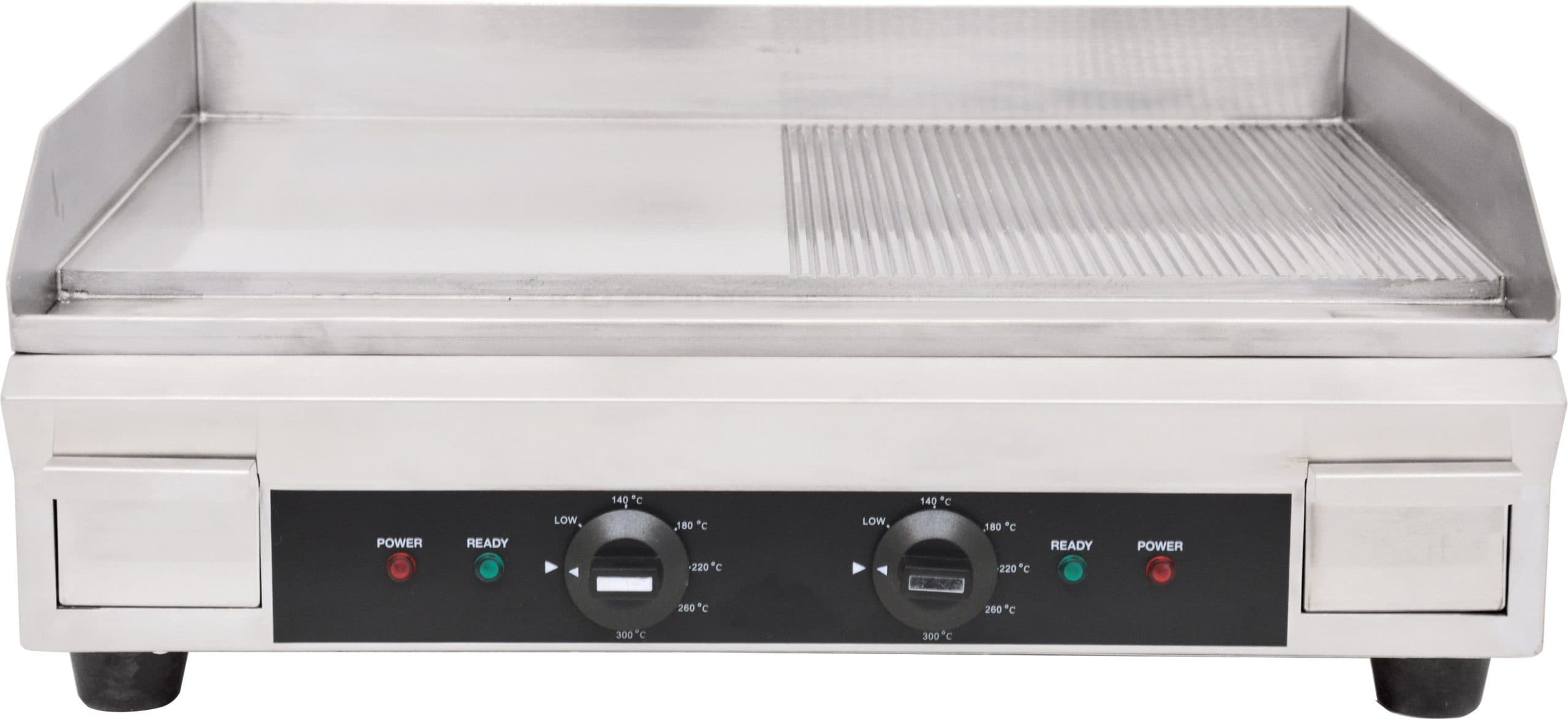Stainless Steel Griddle with Half-Smooth and Half-Ribbed Surface and 23.87″x 16″ Cooking Area