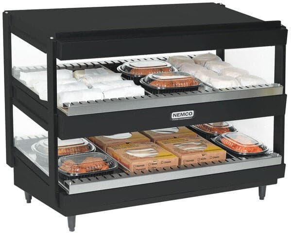 Nemco – 120V 30″ Black Horizontal Slanted Double Shelf Merchandiser – 6480-30S-B (ETA 4-6 Weeks)