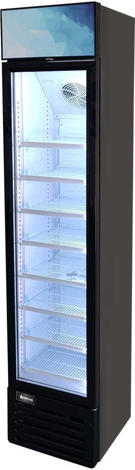 16.5″ Slim One (1) Glass Door Display Refrigerator with Lightbox, 5.1 cu.ft (145 L), Black