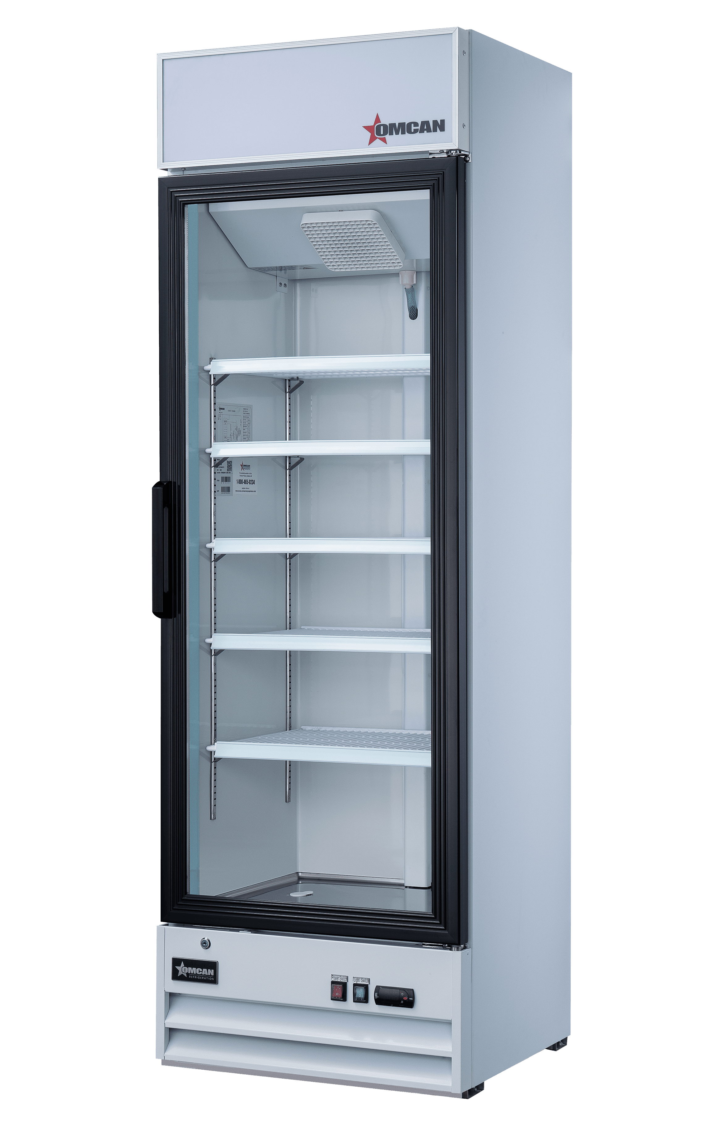 26″ One (1) Glass Door Display Refrigerator with Lightbox, 14 cu.ft. (396 L), White