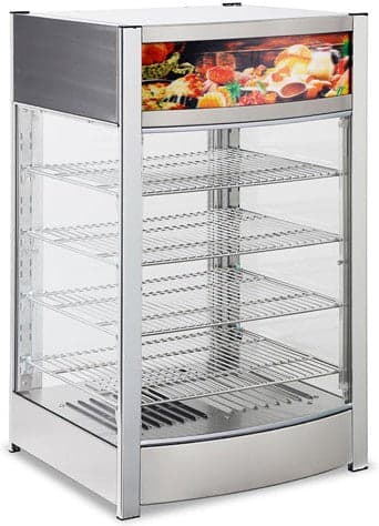 18" Countertop Display Warmer, 4 Shelves, Sliding Doors, Full-Service 3.4 cu.ft. (97L) Capacity – 110V, 800W