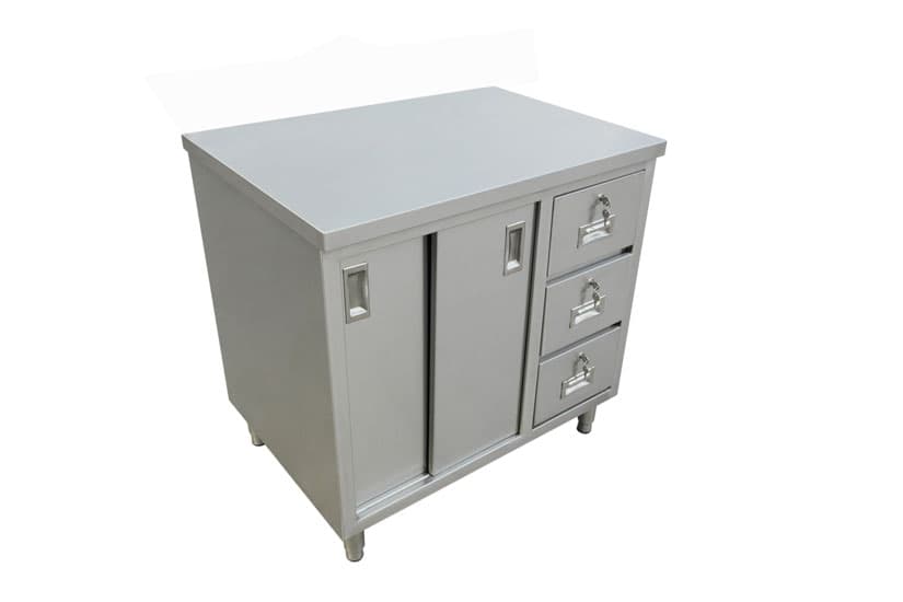 24″ x 60″ Stainless Steel Worktable With Cabinets And Drawers