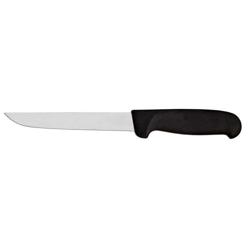 6" Straight Blade Boning Knife with Black Super Fiber Handle
