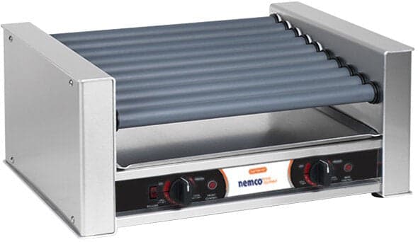 Nemco – 120V Slanted Hot Dog Roller Grill with GripsIt Non-Stick Coating with 27 Hot Dog Capacity – 8027SX-SLT (ETA 4-6 Weeks)