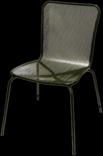 ATS 92 Outdoor Metal Chair, Circle Perforated, Square Back, Black