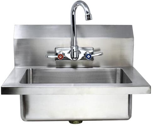 Fabricated Hand Sink with 4″ Gooseneck Faucet and Drain Basket